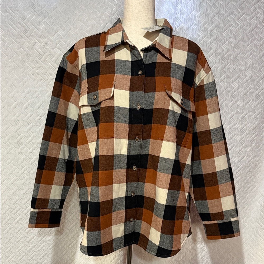 Natural Reflections Multicolor Plaid Shirt Jacket